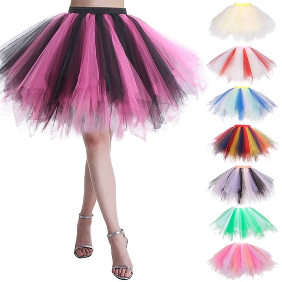 Women Christmas Dance Party Patchwork Tulle Skirt Holiday Party TuTu Ballet Skirts