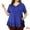 Royal Blue, variant on DARING DIVA Women's Plus V Neck Button Up Short Sleeve Ruffled Hem Top 4X Blue