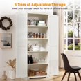 thumbnail image 5 of UPGO 70" Tall Kitchen Pantry, Farmhouse Storage Cabinet with 2 Barn Doors and 5 Adjustable Shelves, Rustic Wood Cupboard for Kitchen, Dining Room, Bathroom, Off White, 5 of 21