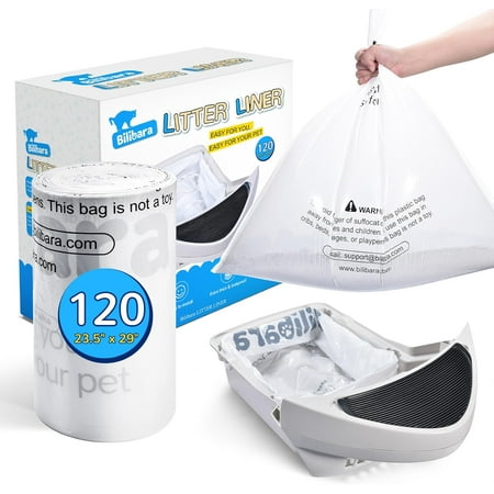 Litter Box Liner Bag Compatible with Cat litter Box 3 and 4  120 Pack - Extra Thick Waste Bags for Self-Cleaning Pet Kitty Litter Box Drawer Liners  9-11 Gallons Home/Kitchen Trash Bags