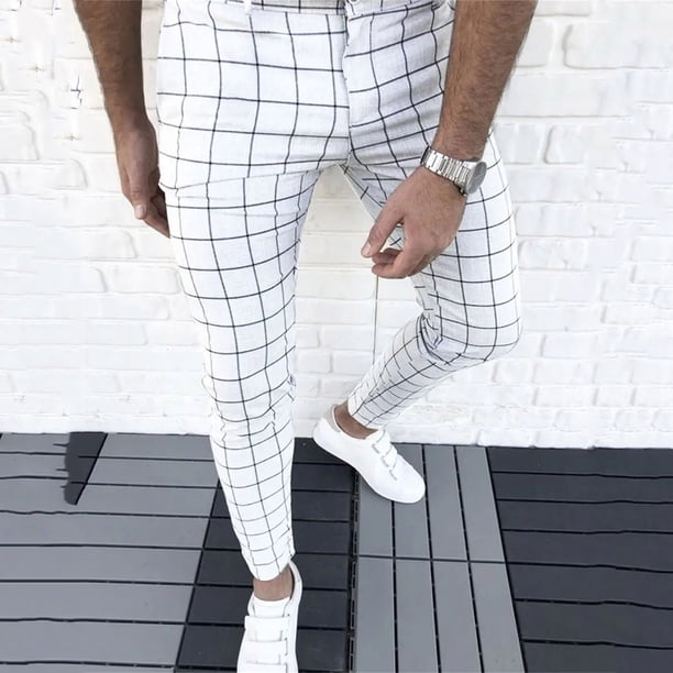Pantalones largos de poliéster para hombre, moda informal, con bolsillos, botones en la cintura, para hombre