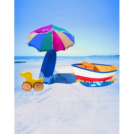 Image of ABPHOTO Polyester Beach Sea Parasol Photography Backdrops Photo Props Studio Background 5x7ft