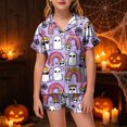 thumbnail image 2 of CAUYDY Girls Halloween Satin Pajamas Set Button Down 2 Piece Pjs Shorts Set Loungewear Sets Sleepwear,6-7 Y, 2 of 5