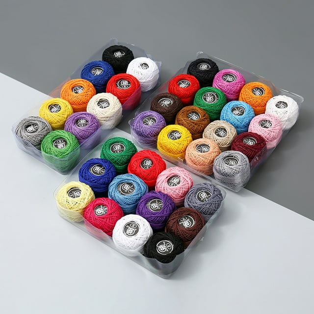 Vaidha 10 Colors 12 Colors 16 Colors Lace Stitch Thread Hand Ball Artificial Silk Solid Color Embroidery Thread Box