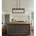 Q&S Black Modern Industrial Kitchen Island Light 4Lights Rectangular