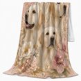 thumbnail image 2 of Vintage Floral Labrador Portrait Collage, Peaceful Pet Portrait Pattern, Warm Flannel Blanket for Living Room and Reading Nook, Dog Lovers Friendship Gift, Pet Lover Home Decor, 2 of 9