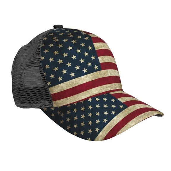 Men Women Retro Us America Flag Adjustable Trucker Hat Lightweight Mesh Back Baseball Cap One Size