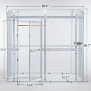 Walnest Extra Large White Bird Outdoor Iron Aviary Doves Cage,Heavy Duty Parrot cage Walk in Aviary Flight Pet Offer(86.40 x 63.60 x 81.60 Inches)