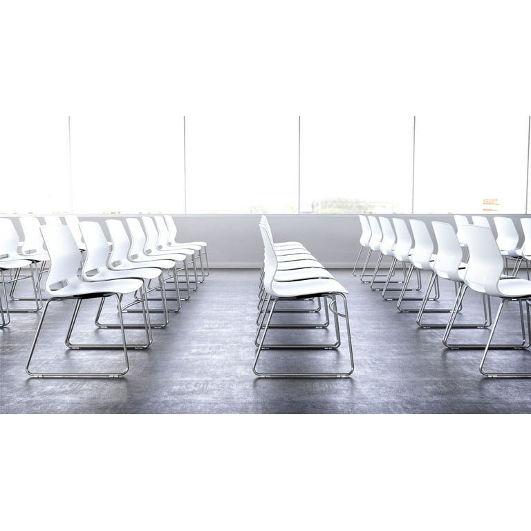 Olio Designs Lola Sled-Base Office Stack Chair, Light Grey