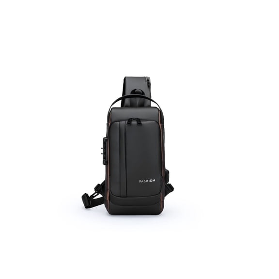 Travel Sling Bag Waterproof Crossbody Bag with Combination Lock Anti-Theft PU Leather Chest Bag with USB Charging Hole Shoulder Backpack Motorcycle Bags