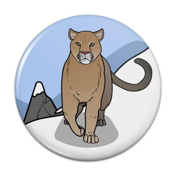 Mountain Lion Cougar Puma Panther Snow Pinback Button Pin