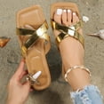 thumbnail image 2 of Anuirheih Slip on Sandals Women,New Summer Flats Casual Versatile Beach Sandals Women's Open Toe Slippers(Gold), 2 of 6