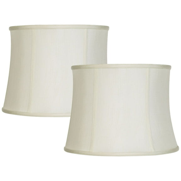 Imperial Shade Set of 2 Creme White Medium Drum Lamp Shades 14" Top x 16" Bottom x 12" High (Spider) Replacement with Harp and Finial