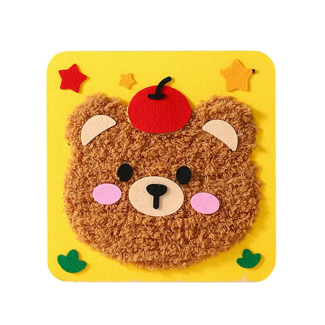 Eky DIY Embroidery Doll Set,8.3" Creative Animal Sewing Craft Kit,9 Types Felt Animals Stickers Craft,Sewing Kit for Beginners,Cartoon Bear Doll Felt Sewing Crafts,Handmake Gift for Kids