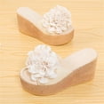 thumbnail image 5 of FAKKDUK Womens Flower Platform Sandals Women Fashion Sandals Wedges Sandals Platform Casual Summer High Heels Open Toe Espadrilles Sandals Slip on Shoes Women, 7&White, 5 of 8