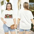 thumbnail image 3 of Anbech Christmas Trees Shirt Women Plus Size Graphic Top Merry Christmas Letter Short Sleeve Tshirt, 3 of 9