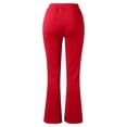 thumbnail image 5 of Ediodpoh Solid Color Button Down Knit Flared Trousers High Waist Womens Pants Slim Fit Bootcut Casual Pants Stretchy Comfortable Red S, 5 of 5