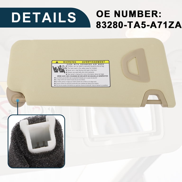 1Pair 83280TA5A51ZA 83230-TC0-T91ZA Beige Sun Visor Panel with Mirror Light for 1Pair 83280TA5A51ZA 83230-TC0-T91ZA Beige Sun Visor Panel with Mirror Light for