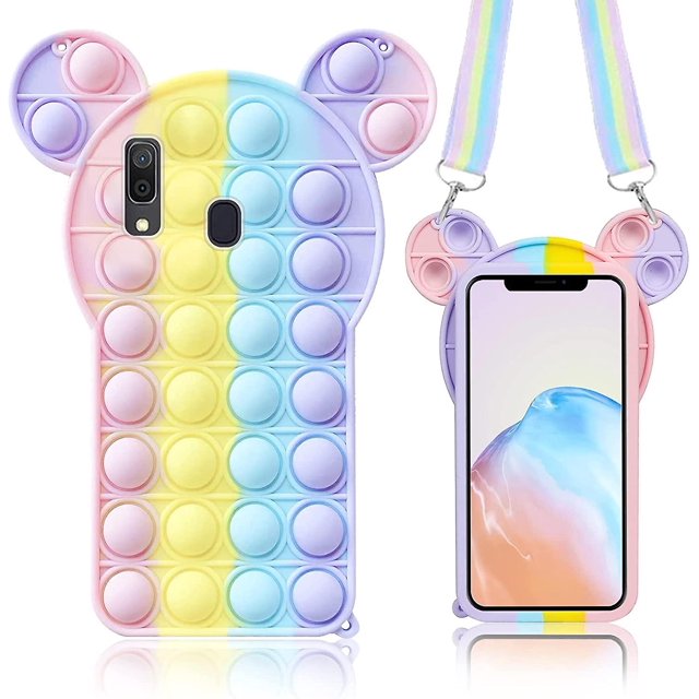 A20 Rainbow cartoon Funda de dibujos animados para Samsung Galaxy A20/a30/a50, divertida y linda funda para teléfono de dibujos animados para niñas, niños y adolescentes, funda de