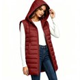 thumbnail image 4 of IUYRTFE Women Longline Hooded Puffer Vest Zip Up Sleeveless Winter Coat with Pockets for Outdoor Travel Daily Wear, 4 of 7