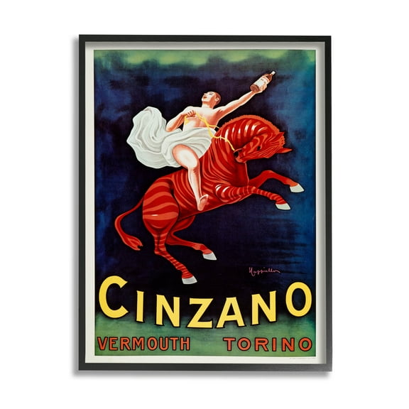 Stupell Industries Cinzano Vermouth Vintage Ad Graphic Art Black Framed Art Print Wall Art, Design by Marcus Jules