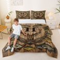 thumbnail image 2 of Castle Fairy Vintage Hunting Monogram H Queen Comforter Set 3 Pieces,Mallard Trout Antler Wreath Comforter Sets Queen,Rust Wood,Black Reversible,1 Comforter and 2 Pillowcases, 2 of 6