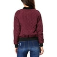 thumbnail image 4 of MODA NOVA Juniors Stand Collar Zip Up Raglan Sleeves Bomber Quilted Jacket, 4 of 7