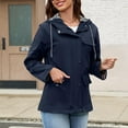 thumbnail image 5 of XPMWRP Women's Solid Color Casual Jacket Water Proof Lightweight Rain Coat Hooded Fashion Windbreaker Travel Running Jackets Blue L, 5 of 5