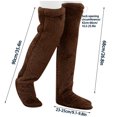 thumbnail image 3 of Lovskoo Unisex Winter Teddy Legs Fuzzy Socks Thick Plush Warm Leg Cover Home Socks Over The Knee Floor Socks Brown, 3 of 9