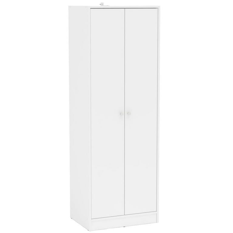 Polifurniture Denmark 71 in. 2 Door Bedroom Armoire with Hanging Rod White Wood