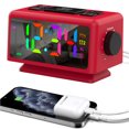 thumbnail image 1 of Colorful Digital Alarm Clock with 7 Colors and 4 Color Changing 5'' Dimmable Large LED Display with Dual Alarm Snooze Date Week Display 70 Channel Radio Dual USB Output Modern Decor for Desk, 1 of 8