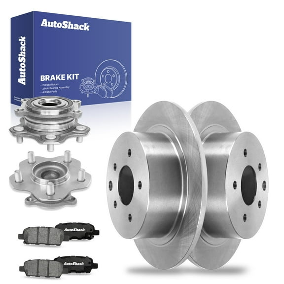 AutoShack Rear Brake Rotors Ceramic Brake Pads Wheel Bearing Hub Assembly | Replacement for 2019-2023 Nissan Altima 2.0L 2.5L AWD | 8-PC Brake Kit