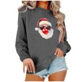 thumbnail image 2 of Craaazy Women's Christmas Santa Graphic Sweatshirt Casual Long Sleeve Crewneck Pullover Holiday Winter Tops Gifts, 2 of 4