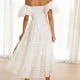 thumbnail image 5 of Vestido largo de mujer que cubre el vientre Puff manga corta fuera del hombro cuello vestido de una línea FLhrweasw Nuevo, 5 of 7