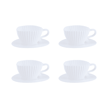 

8pcs Cake Molds Set Silicone Baking Teacup with Saucer Reusable Cupcake Mold Mould (4 Cups and 4 Saucers)