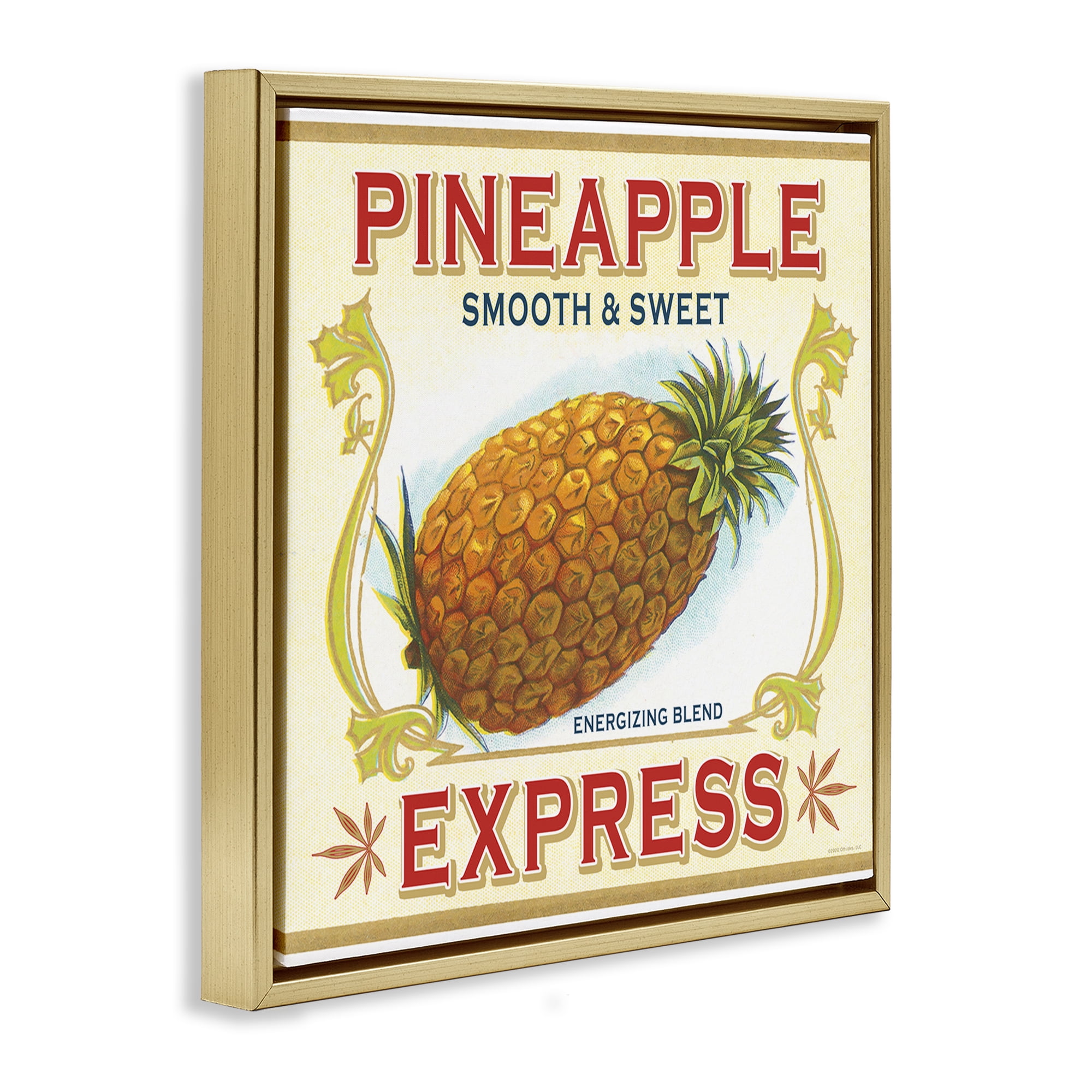 Stupell Industries Smooth & Sweet Pineapple Food & Beverage Painting Gold Floater Framed Canvas Art Print Wall Art, 18 x 18