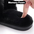 thumbnail image 6 of Litfun Women's Fuzzy Slippers Open Toe Cross Band Slippers Memory Foam House Slippers for Women, Black, 6 of 8