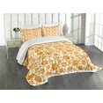thumbnail image 3 of Ambesonne Garden Quilted Bedspread Set 3 Pcs, Hibiscus Flourish, King Size, Orange White, 3 of 5