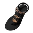 thumbnail image 6 of Rokment Womens Bohemian Flip Flops Dress Flat Thong Sandals Ethnic Beach Summer Flower Comfortable Low Heel Slingback Walking Shoes for Vacation Black Size 6, 6 of 7