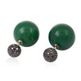 thumbnail image 1 of Infinity Stud Earrings Studded Agate Gemstone Vintage Diamond 925 Silver, 1 of 3