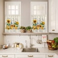 thumbnail image 3 of 3 Piece Kitchen Curtains and Valances Set Yellow Sunflowers Cafe Curtains 24 Inch Length Daisy Bees Elegant Pastoral Floral Valance & Tier Curtain for Living Room Bedroom Window 54"x18"+27"x24"*2, 3 of 6