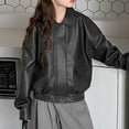 thumbnail image 2 of Lovzfmll Kid's Classic Solid Color Leather-Look Jacket, Button & Zipper Front with Pockets for Little Girls 13-14 Years, 2 of 6