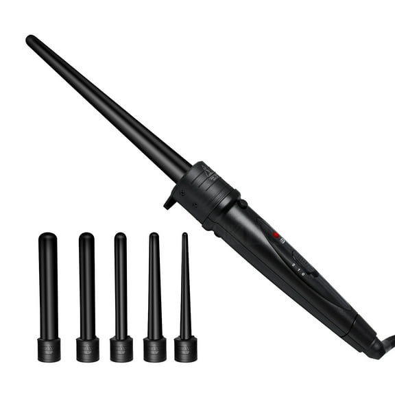 5-in-1 Curling Wand Set, Professional Hair Styler with 5 Interchangeable Ceramic Tourmaline Barrels for All Hair Types, Creates Tight Curls, Spirals, and Loose Beachy Waves