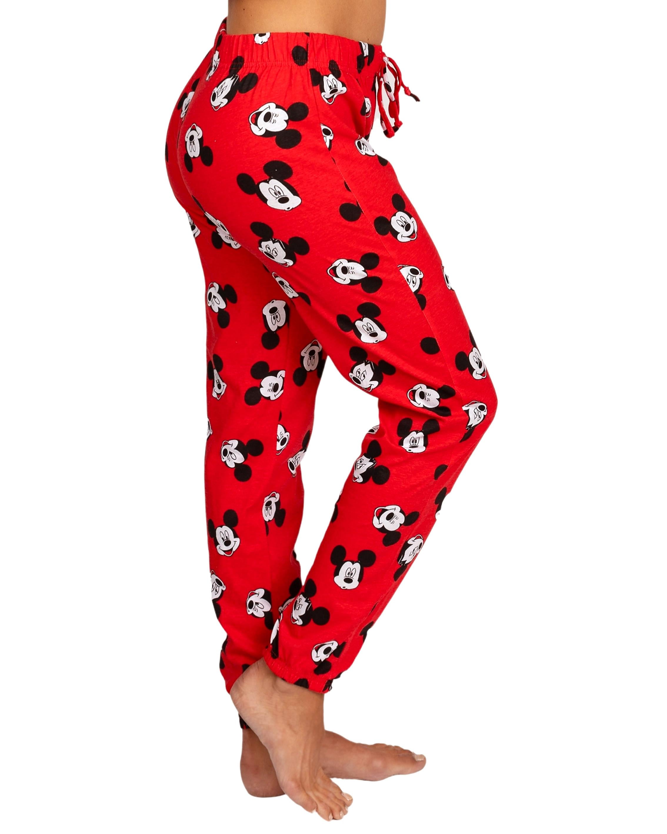 Disney Classic Minnie Mouse Womens Pajama Pants Black Mickey and Polka Dot Print 