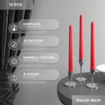 thumbnail image 3 of CANDWAX Bougies Coniques de 10 Pouces, Ensemble de 12 - Chandeliers Anti-Gouttes et Non Parfumés - Parfaits pour les Soupers Chandeliers Ou les Événements - Bougies Rouges, 3 of 7