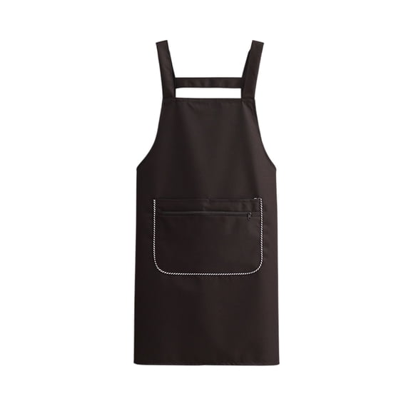 Black Black Kitchen Apron Waterproof Oil Proof Washable With Pocket For Cooking Baking