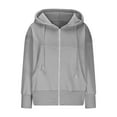 thumbnail image 4 of Fiaer,Cropped Full Zip Hoodies for Women,Womens Casual Trendy Drawstring Hooded Sweatshirts,Women's Plus Size Trendy Tops Grey XL, 4 of 6