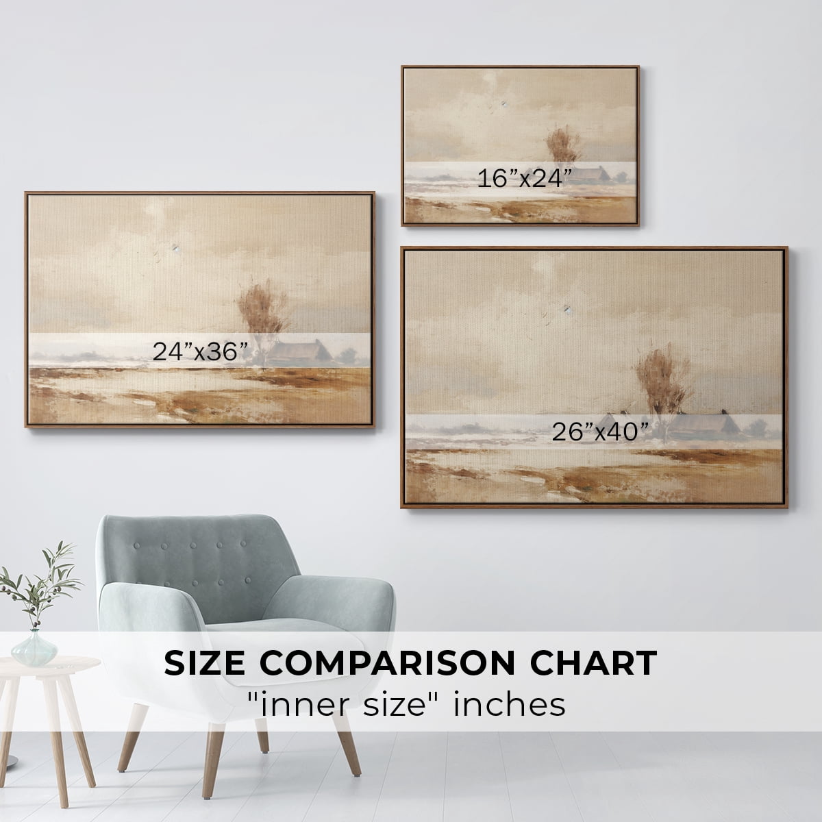 Vintage Landscape-III By Wexford Home Framed in Walnut Wood Gallery Wrapped Canvas 25 in. x 37 in.