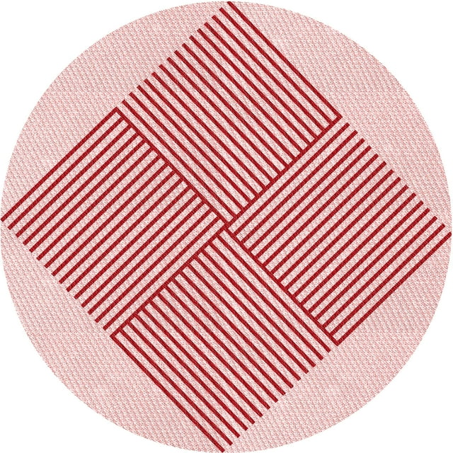 Ahgly Company Machine Washable Indoor Round Transitional Light Rose Pink Area Rugs, 3' Round