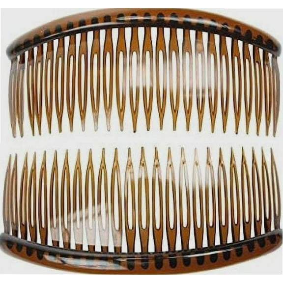 2 Pack of Large Tort Brown 12cm Plain French Side Hair Combs Slides Grips Clips Hair Accessories for Women Girls by